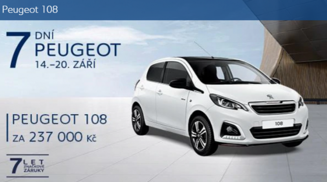 Peugeot 108 v rámci akce 7 dní Peugeot za 237.000,-