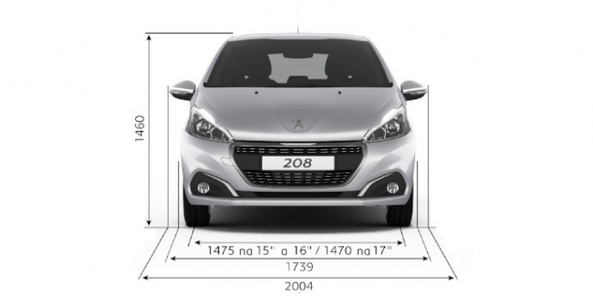 Peugeot 208 - rozměr vozu - výška